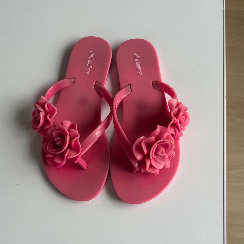 Mini Melissa Vibrant Pink Floral Sandals